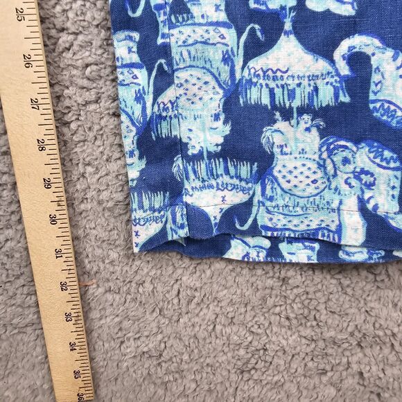 Lilly Pulitzer Women's Blue Elephant Print linen bootcut Pants Size S - Picture 14 of 16